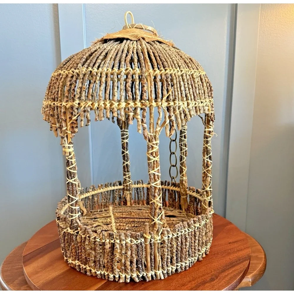 Vintage Twig Art Birdcage Hanging Decorative Rustic Handmade 17